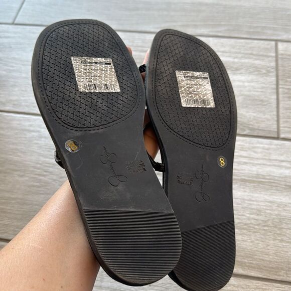 Jessica Simpson Black Snake Print Strappy Flat Sandals Size 8 - Picture 8 of 9
